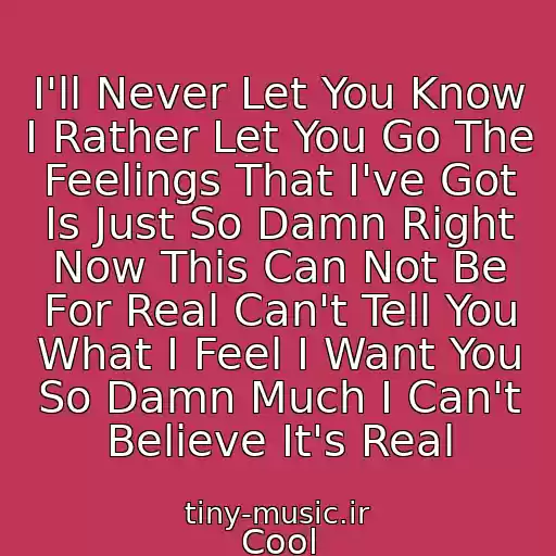 کاور آهنگ I'll Never Let You Know I Rather Let You Go The Feelings That I've Got Is Just So Damn Right Now This Can Not Be For Real Can't Tell You What I Feel I Want You So Damn Much I Can't Believe It's Real از Cool