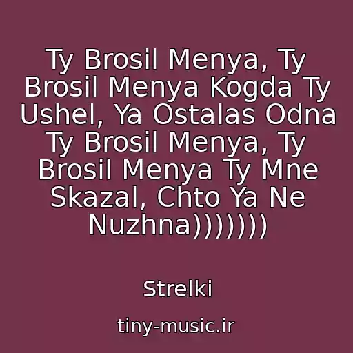 کاور آهنگ Ty Brosil Menya, Ty Brosil Menya Kogda Ty Ushel, Ya Ostalas Odna Ty Brosil Menya, Ty Brosil Menya Ty Mne Skazal, Chto Ya Ne Nuzhna))))))) از Strelki