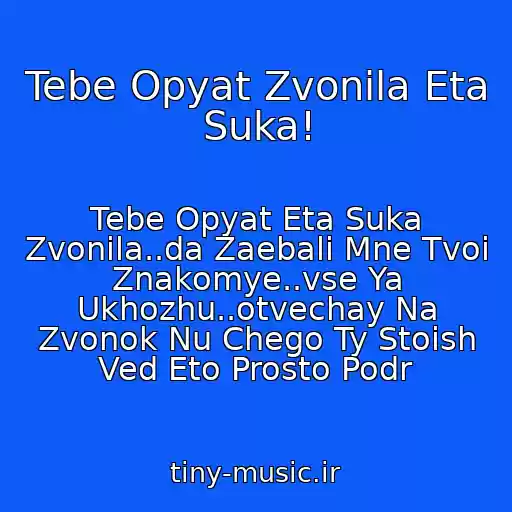 کاور آهنگ Tebe Opyat Zvonila Eta Suka! از Tebe Opyat Eta Suka Zvonila..da Zaebali Mne Tvoi Znakomye..vse Ya Ukhozhu..otvechay Na Zvonok Nu Chego Ty Stoish Ved Eto Prosto Podr