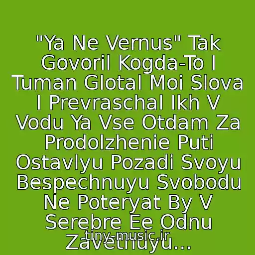 کاور آهنگ "Ya Ne Vernus" Tak Govoril Kogda-To I Tuman Glotal Moi Slova I Prevraschal Ikh V Vodu Ya Vse Otdam Za Prodolzhenie Puti Ostavlyu Pozadi Svoyu Bespechnuyu Svobodu Ne Poteryat By V Serebre Ee Odnu Zavetnuyu... از Bi-2