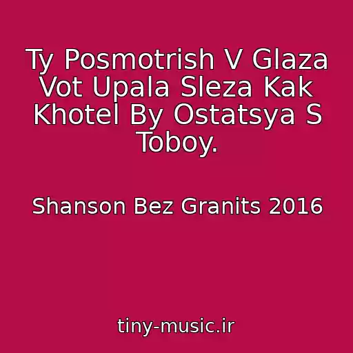 کاور آهنگ Ty Posmotrish V Glaza Vot Upala Sleza Kak Khotel By Ostatsya S Toboy. از Shanson Bez Granits 2016
