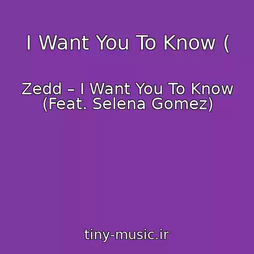 کاور آهنگ I Want You To Know ( از Zedd – I Want You To Know (Feat. Selena Gomez)