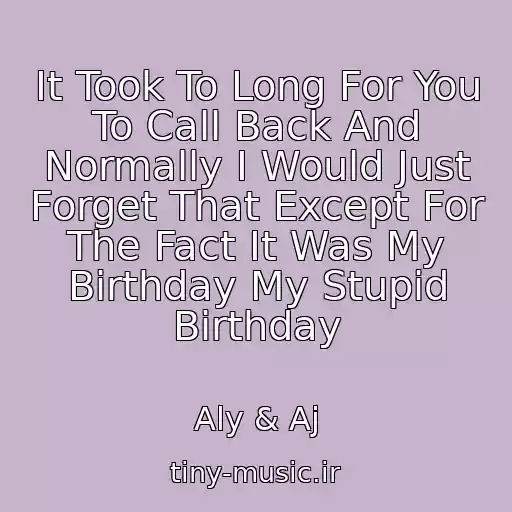 کاور آهنگ It Took To Long For You To Call Back And Normally I Would Just Forget That Except For The Fact It Was My Birthday My Stupid Birthday از Aly & Aj