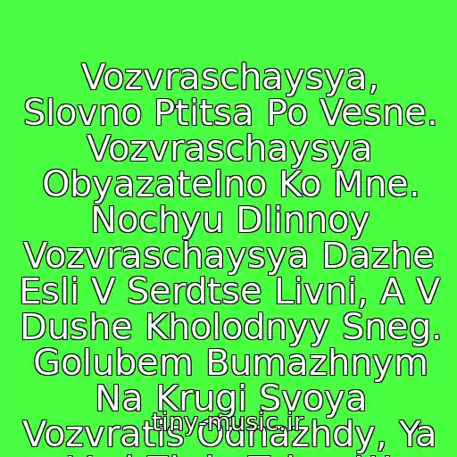 کاور آهنگ Vozvraschaysya, Slovno Ptitsa Po Vesne. Vozvraschaysya Obyazatelno Ko Mne. Nochyu Dlinnoy Vozvraschaysya Dazhe Esli V Serdtse Livni, A V Dushe Kholodnyy Sneg. Golubem Bumazhnym Na Krugi Svoya Vozvratis Odnazhdy, Ya Ved Zhdu Tebya!!! از Aviator