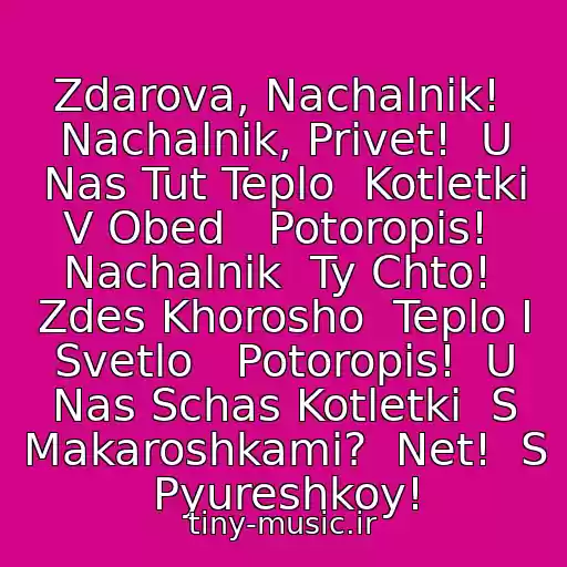 کاور آهنگ Zdarova, Nachalnik!  Nachalnik, Privet!  U Nas Tut Teplo  Kotletki V Obed   Potoropis!  Nachalnik  Ty Chto!  Zdes Khorosho  Teplo I Svetlo   Potoropis!  U Nas Schas Kotletki  S Makaroshkami?  Net!  S Pyureshkoy! از Kotletki S Pyureshkoy