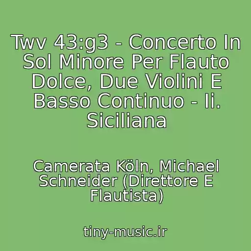 کاور آهنگ Twv 43:g3 - Concerto In Sol Minore Per Flauto Dolce, Due Violini E Basso Continuo - Ii. Siciliana از Camerata Köln, Michael Schneider (Direttore E Flautista)