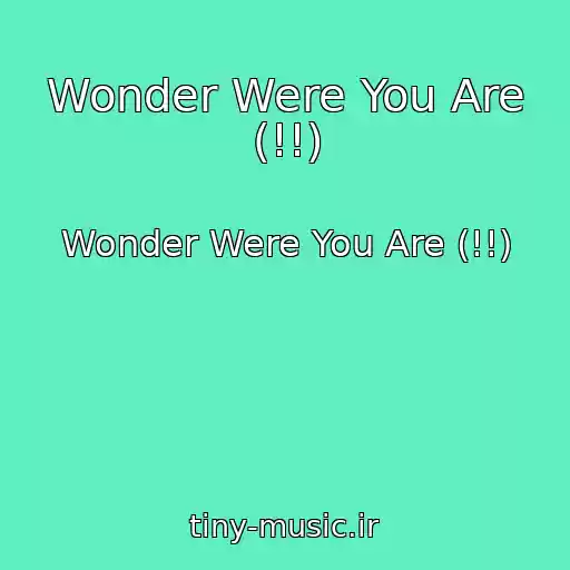 کاور آهنگ Wonder Were You Are (!!) از Wonder Were You Are (!!)