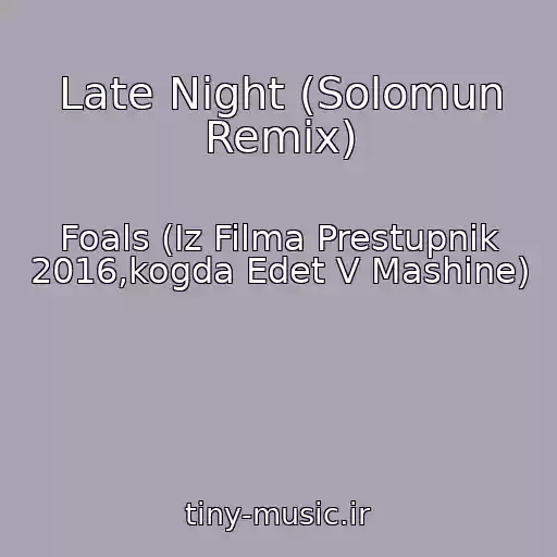 کاور آهنگ Late Night (Solomun Remix) از Foals (Iz Filma Prestupnik 2016,kogda Edet V Mashine)