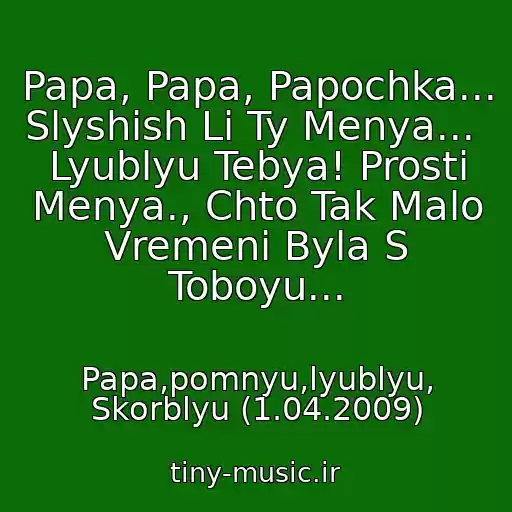 کاور آهنگ Papa, Papa, Papochka... Slyshish Li Ty Menya...  Lyublyu Tebya! Prosti Menya., Chto Tak Malo Vremeni Byla S Toboyu... از Papa,pomnyu,lyublyu, Skorblyu (1.04.2009)