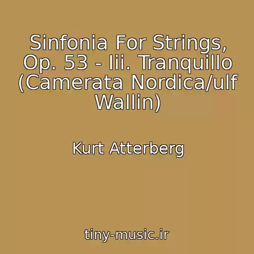 کاور آهنگ Sinfonia For Strings, Op. 53 - Iii. Tranquillo (Camerata Nordica/ulf Wallin) از Kurt Atterberg