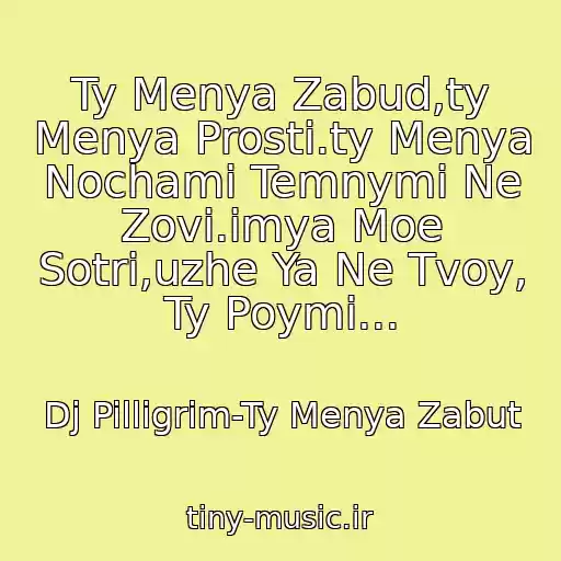 کاور آهنگ Ty Menya Zabud,ty Menya Prosti.ty Menya Nochami Temnymi Ne Zovi.imya Moe Sotri,uzhe Ya Ne Tvoy, Ty Poymi... از Dj Pilligrim-Ty Menya Zabut