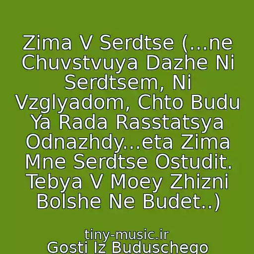 کاور آهنگ Zima V Serdtse (...ne Chuvstvuya Dazhe Ni Serdtsem, Ni Vzglyadom, Chto Budu Ya Rada Rasstatsya Odnazhdy...eta Zima Mne Serdtse Ostudit. Tebya V Moey Zhizni Bolshe Ne Budet..) از Gosti Iz Buduschego
