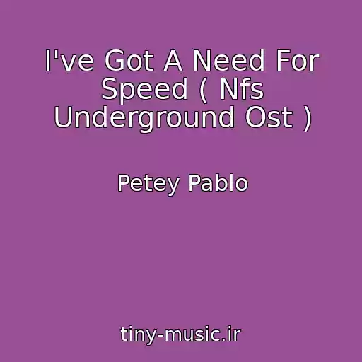 کاور آهنگ I've Got A Need For Speed ( Nfs Underground Ost ) از Petey Pablo