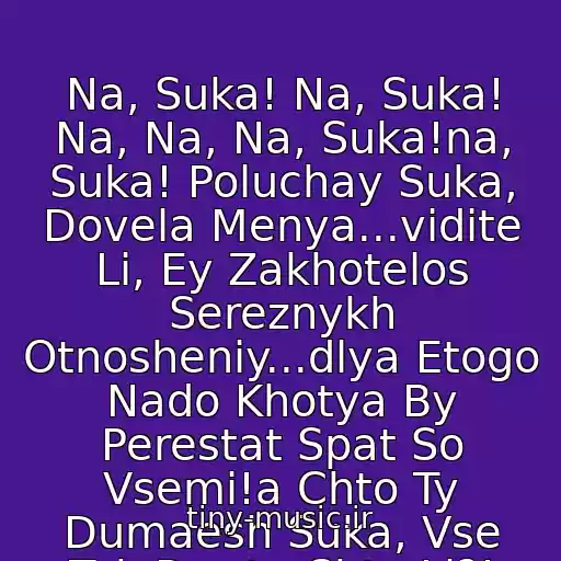 کاور آهنگ Na, Suka! Na, Suka! Na, Na, Na, Suka!na, Suka! Poluchay Suka, Dovela Menya...vidite Li, Ey Zakhotelos Sereznykh Otnosheniy...dlya Etogo Nado Khotya By Perestat Spat So Vsemi!a Chto Ty Dumaesh Suka, Vse Tak Prosto Chto Li?! از Kasta