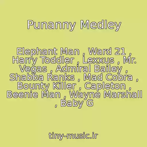 کاور آهنگ Punanny Medley از Elephant Man , Ward 21 , Harry Toddler , Lexxus , Mr. Vegas , Admiral Bailey , Shabba Ranks , Mad Cobra , Bounty Killer , Capleton , Beenie Man , Wayne Marshall , Baby G
