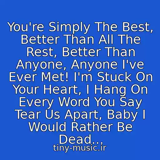 کاور آهنگ You're Simply The Best, Better Than All The Rest, Better Than Anyone, Anyone I've Ever Met! I'm Stuck On Your Heart, I Hang On Every Word You Say Tear Us Apart, Baby I Would Rather Be Dead... از Tina Turner