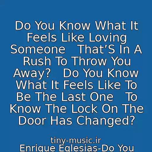 کاور آهنگ Do You Know What It Feels Like Loving Someone   That’S In A Rush To Throw You Away?   Do You Know What It Feels Like To Be The Last One   To Know The Lock On The Door Has Changed? از Enrique Eglesias-Do You Know?