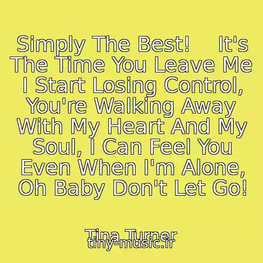 کاور آهنگ Simply The Best!    It's The Time You Leave Me I Start Losing Control, You're Walking Away With My Heart And My Soul, I Can Feel You Even When I'm Alone, Oh Baby Don't Let Go! از Tina Turner