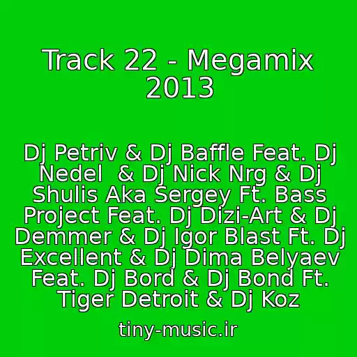 کاور آهنگ Track 22 - Megamix 2013 از Dj Petriv & Dj Baffle Feat. Dj Nedel  & Dj Nick Nrg & Dj Shulis Aka Sergey Ft. Bass Project Feat. Dj Dizi-Art & Dj Demmer & Dj Igor Blast Ft. Dj Excellent & Dj Dima Belyaev Feat. Dj Bord & Dj Bond Ft. Tiger Detroit & Dj Koz