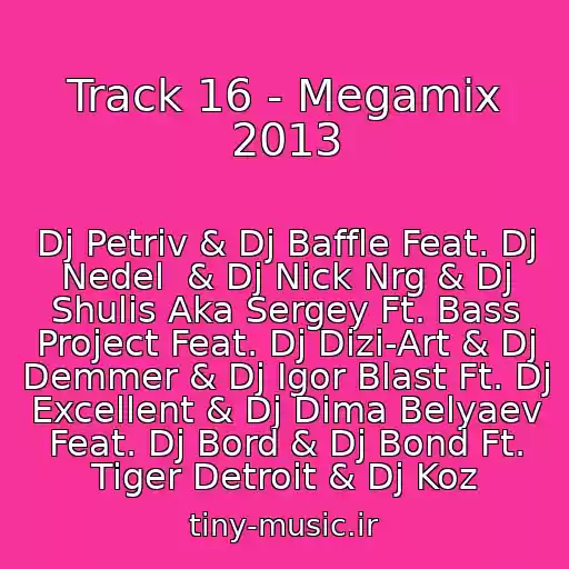 کاور آهنگ Track 16 - Megamix 2013 از Dj Petriv & Dj Baffle Feat. Dj Nedel  & Dj Nick Nrg & Dj Shulis Aka Sergey Ft. Bass Project Feat. Dj Dizi-Art & Dj Demmer & Dj Igor Blast Ft. Dj Excellent & Dj Dima Belyaev Feat. Dj Bord & Dj Bond Ft. Tiger Detroit & Dj Koz