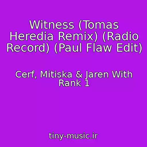 کاور آهنگ Witness (Tomas Heredia Remix) (Radio Record) (Paul Flaw Edit) از Cerf, Mitiska & Jaren With Rank 1