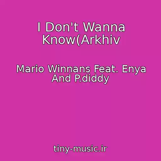 کاور آهنگ I Don't Wanna Know(Arkhiv از Mario Winnans Feat. Enya And P.diddy