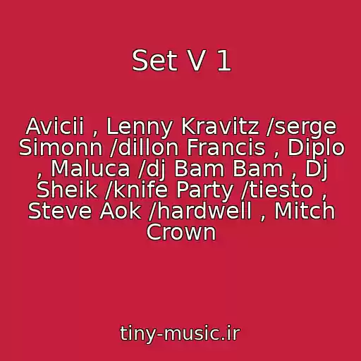 کاور آهنگ Set V 1 از Avicii , Lenny Kravitz /serge Simonn /dillon Francis , Diplo , Maluca /dj Bam Bam , Dj Sheik /knife Party /tiesto , Steve Aok /hardwell , Mitch Crown
