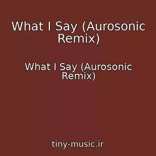 کاور آهنگ What I Say (Aurosonic Remix) از What I Say (Aurosonic Remix)