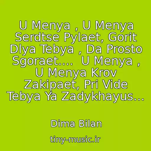کاور آهنگ U Menya , U Menya Serdtse Pylaet, Gorit Dlya Tebya , Da Prosto Sgoraet....  U Menya , U Menya Krov Zakipaet, Pri Vide Tebya Ya Zadykhayus... از Dima Bilan