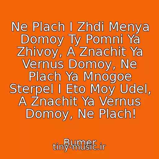 کاور آهنگ Ne Plach I Zhdi Menya Domoy Ty Pomni Ya Zhivoy, A Znachit Ya Vernus Domoy, Ne Plach Ya Mnogoe Sterpel I Eto Moy Udel, A Znachit Ya Vernus Domoy, Ne Plach! از Bumer
