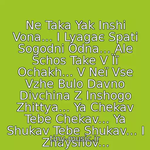 کاور آهنگ Ne Taka Yak Іnshі Vona... І Lyagaє Spati Sogodnі Odna... Ale Schos Take V Її Ochakh... V Neї Vse Vzhe Bulo Davno Dіvchina Z Іnshogo Zhittya... Ya Chekav Tebe Chekav... Ya Shukav Tebe Shukav... І Znayshov... از Okean Elzi