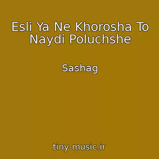 کاور آهنگ Esli Ya Ne Khorosha To Naydi Poluchshe از Sashag