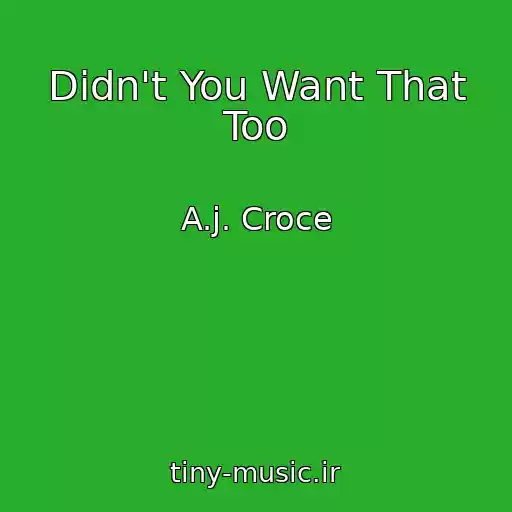 کاور آهنگ Didn't You Want That Too از A.j. Croce