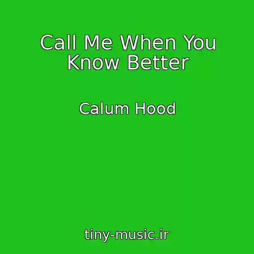 کاور آهنگ Call Me When You Know Better از Calum Hood